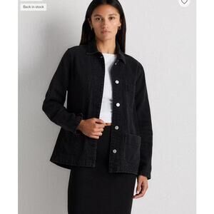 Quince 100% Organic Cotton Denim Chore Jacket Washed Black Size XL NWT